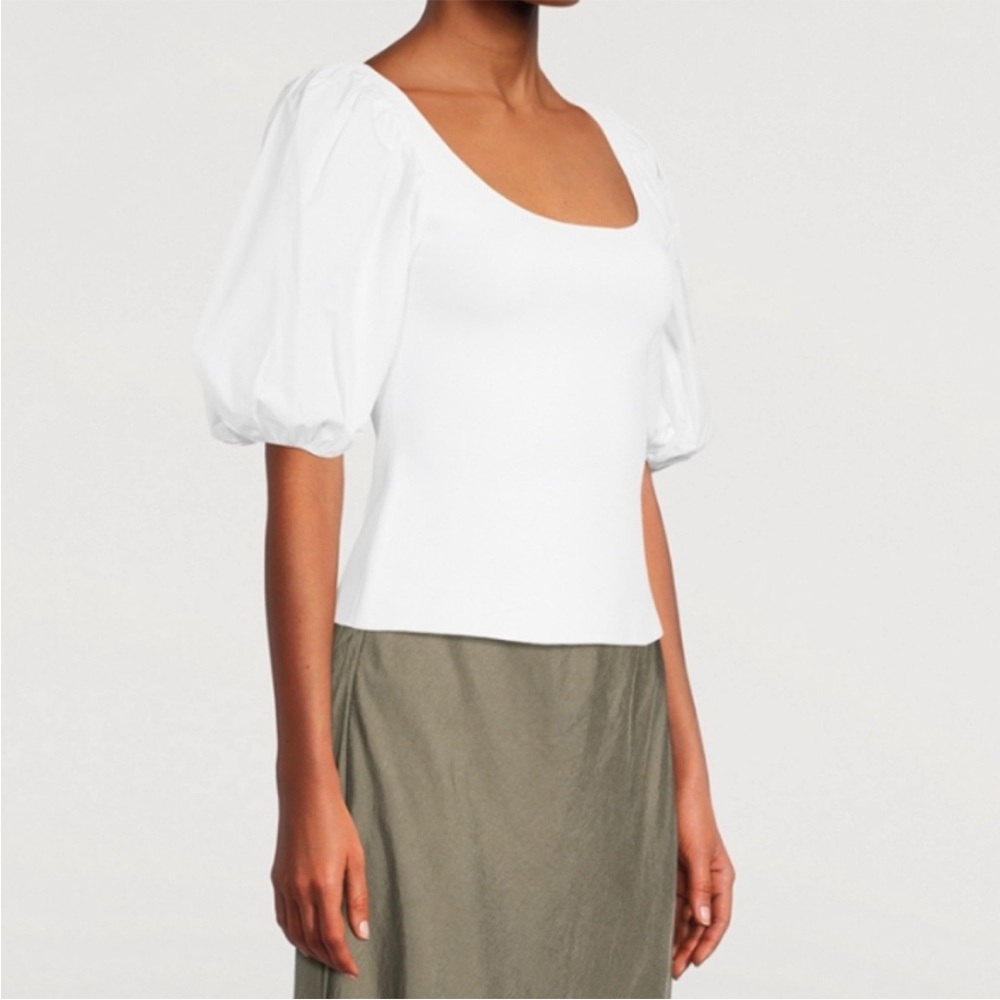 Theory Scoop-Neck Short Puff-Sleeve Top